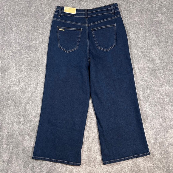 Michael Kors Denim Jeans Carmen Crop Wide Leg Blue Dark Wash Women's 16 NWT $110 - Picture 5 of 9
